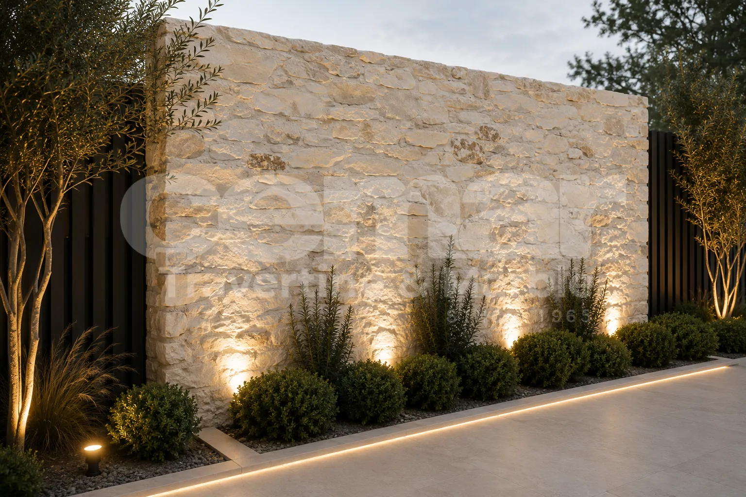 Aplicación de pared exterior de travertino Onyx Rock Face